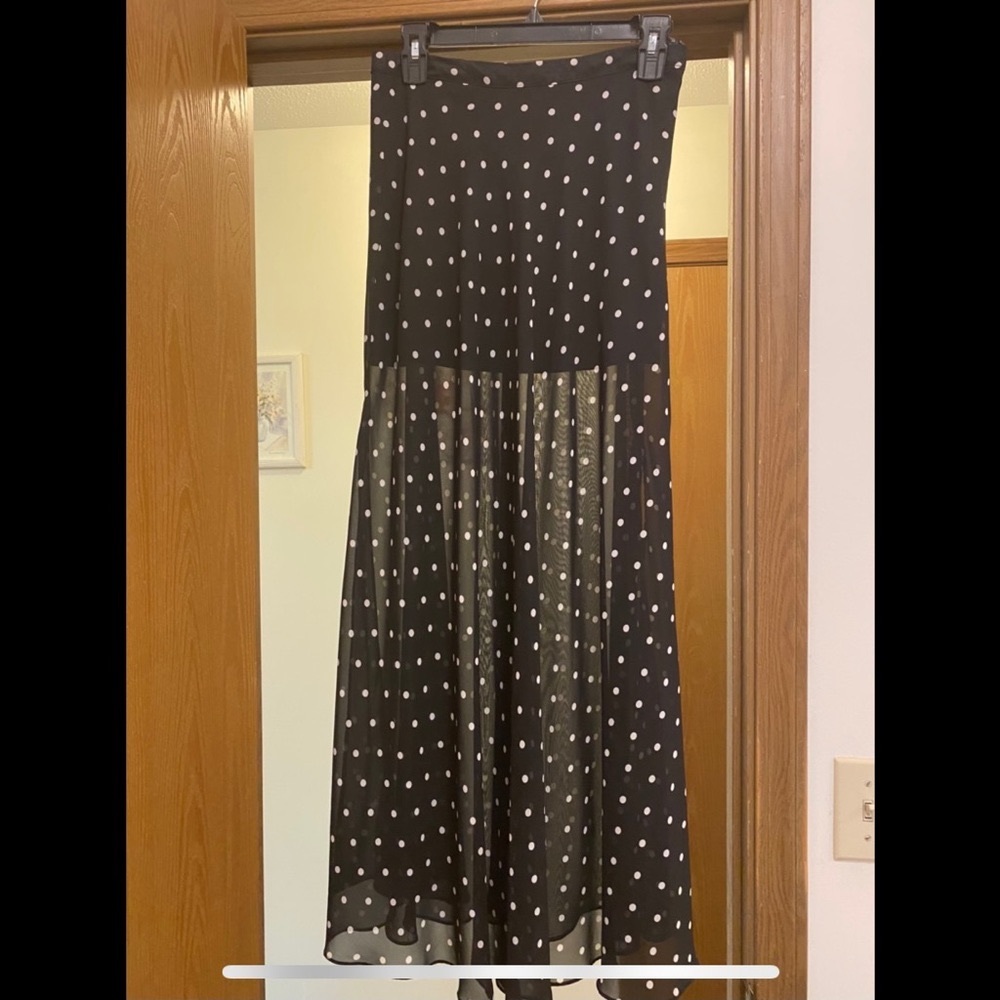 Polka Dot Double Slit Maxi Skirt Forever 21